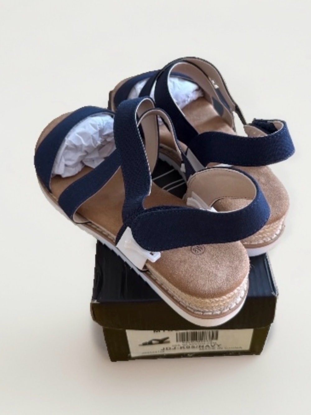 Women’s Navy Crossband Elastic Slingback Sandals - Picture 4 of 6